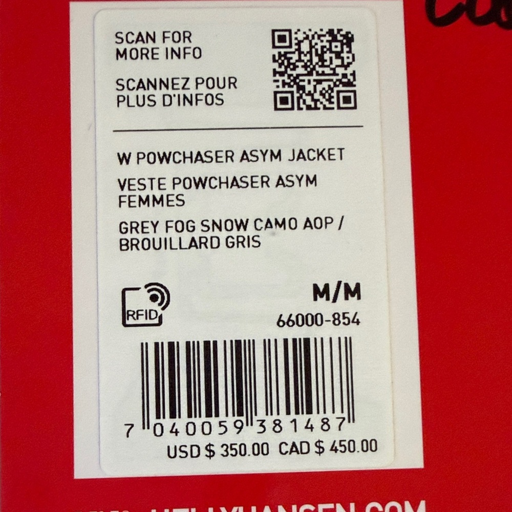 Helly Hansen womens POWERCHASER SNOW Camo Jacket with Orange Accents - Picture 2 of 4